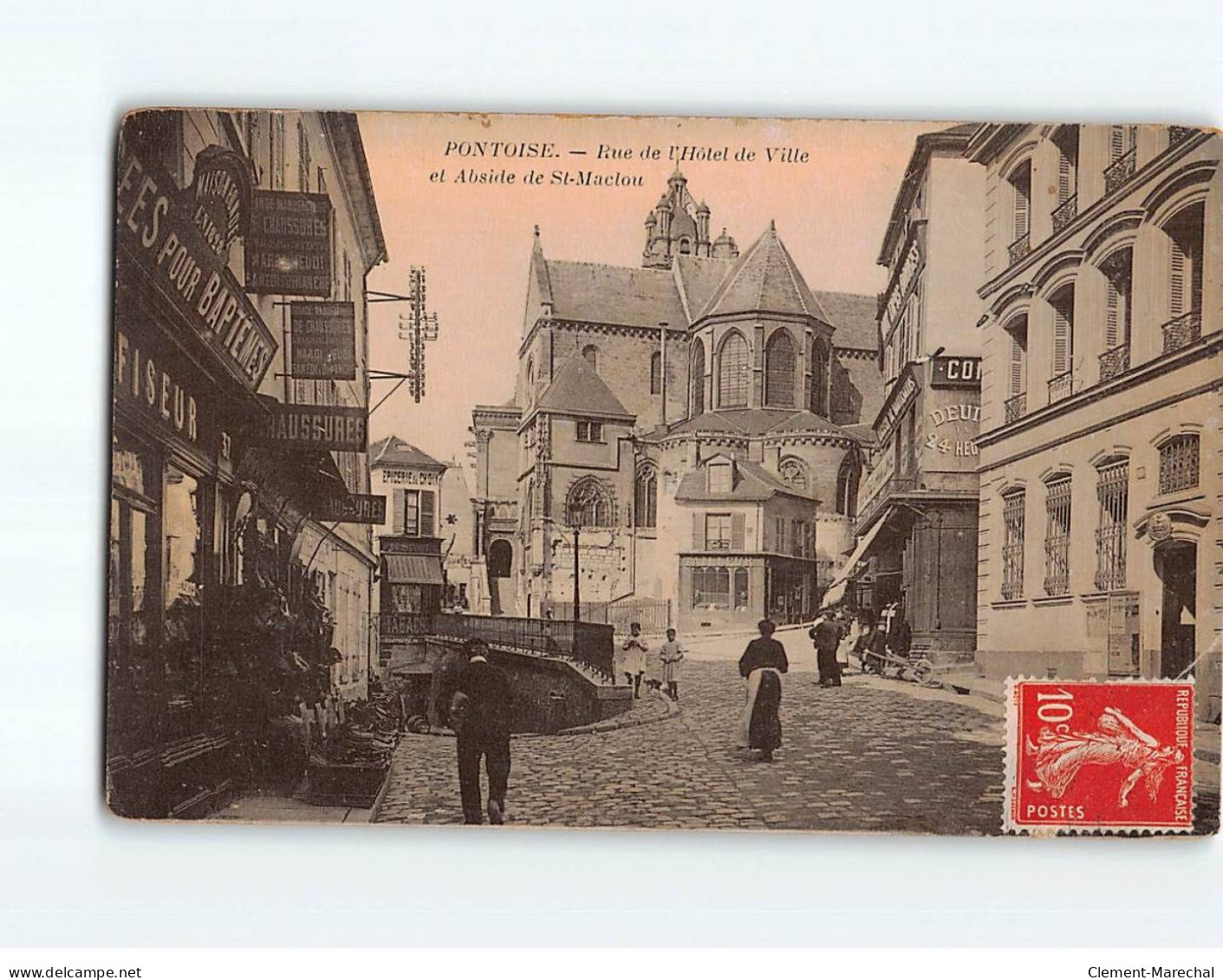 PONTOISE : Rue De L'Hôtel De Ville Et Abside De Saint-Maclou - état - Pontoise