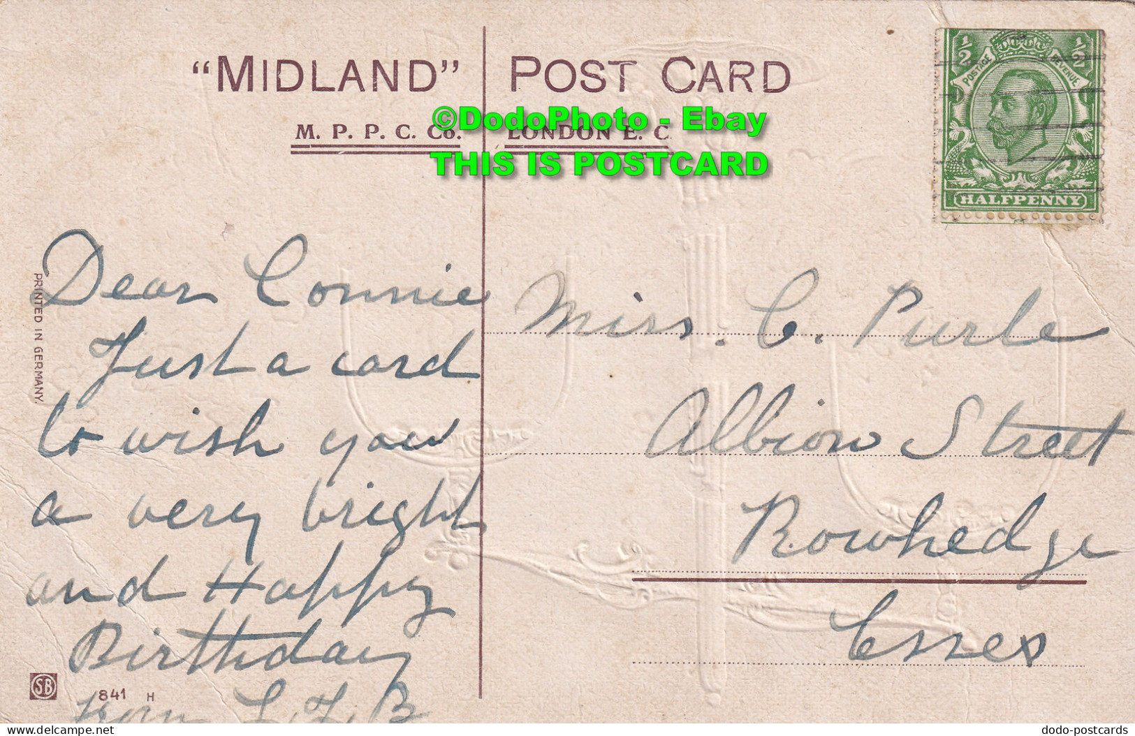 R345681 A Happy Birthday. Midland Post Card. M. P. P. C. Co. London E. C. 841 H - Altri & Non Classificati