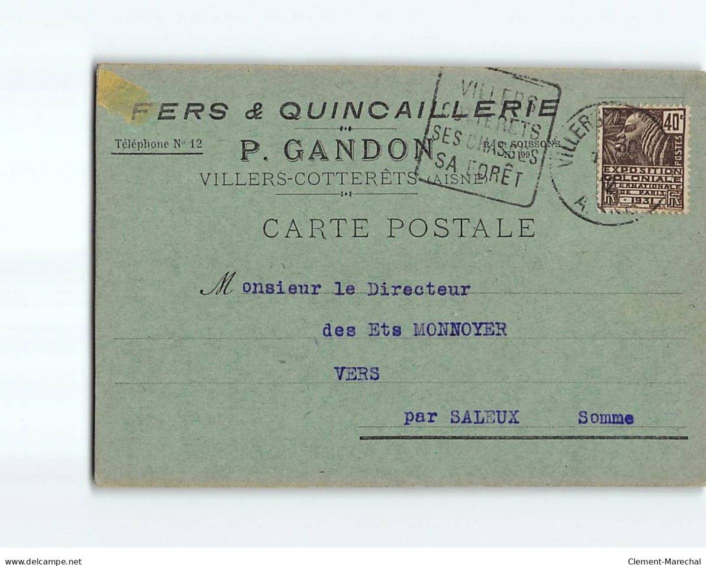 VILLERS COTTERETS : Lettre De Commande, Fers & Quincailleries P. Gandon - état - Villers Cotterets