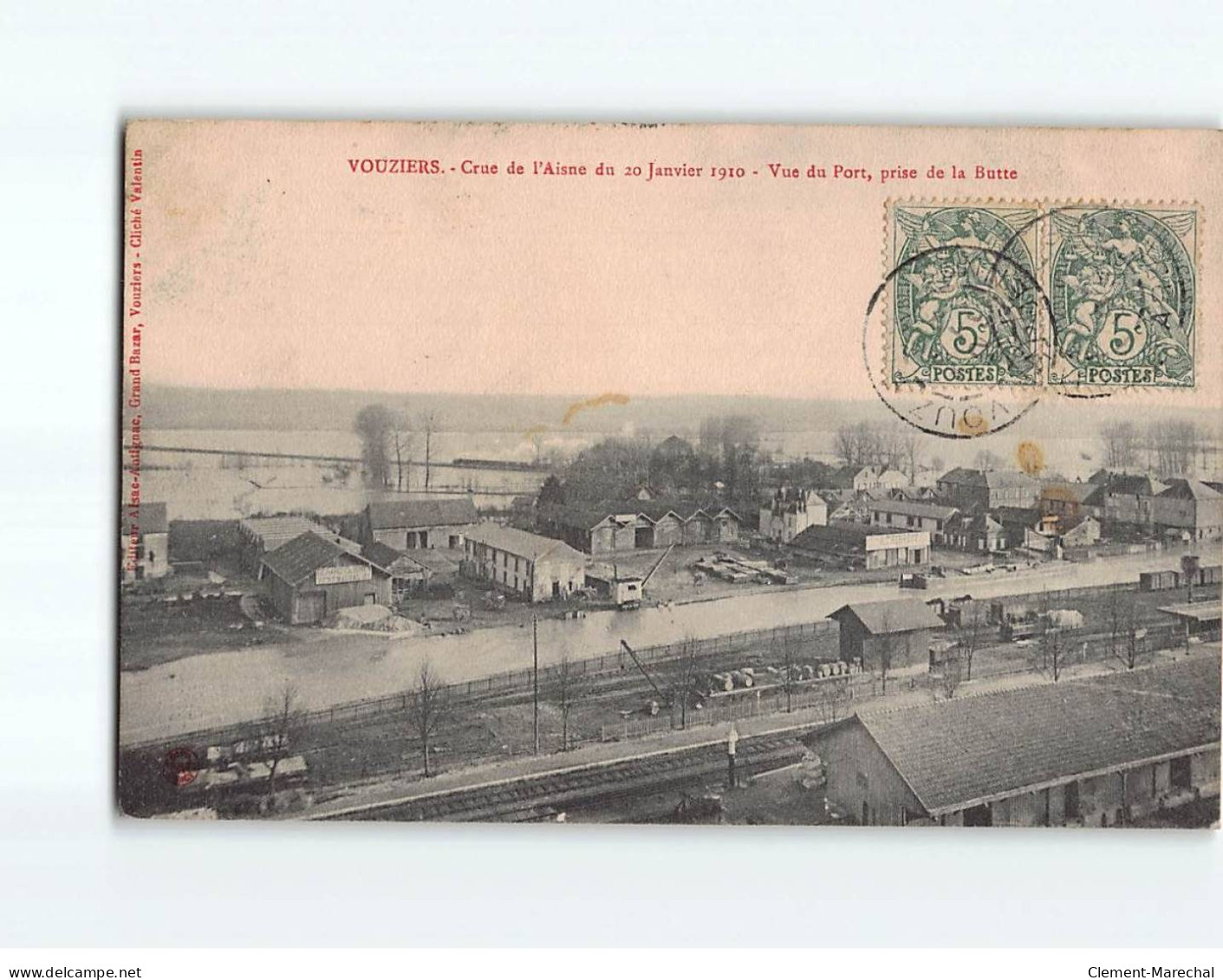 VOUZIERS : Crue De L'Aisne Du 20Janvier 1910, Vue Du Port, Prise De La Butte - Très Bon état - Vouziers
