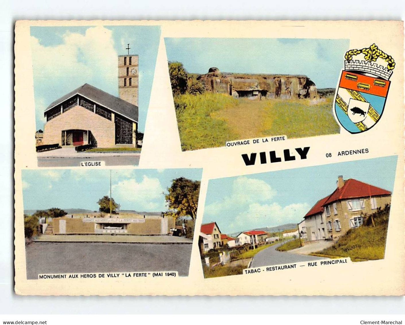 VILLY : L'Eglise, Ouvrage De La Ferte, Monument Aux Héros, Tabac-Restaurant, Rue Principale - état - Autres & Non Classés