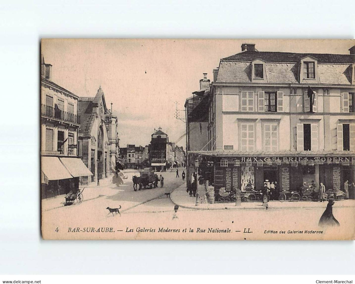 BAR SUR AUBE : Les Galeries Modernes Et La Rue Nationale - état - Bar-sur-Aube