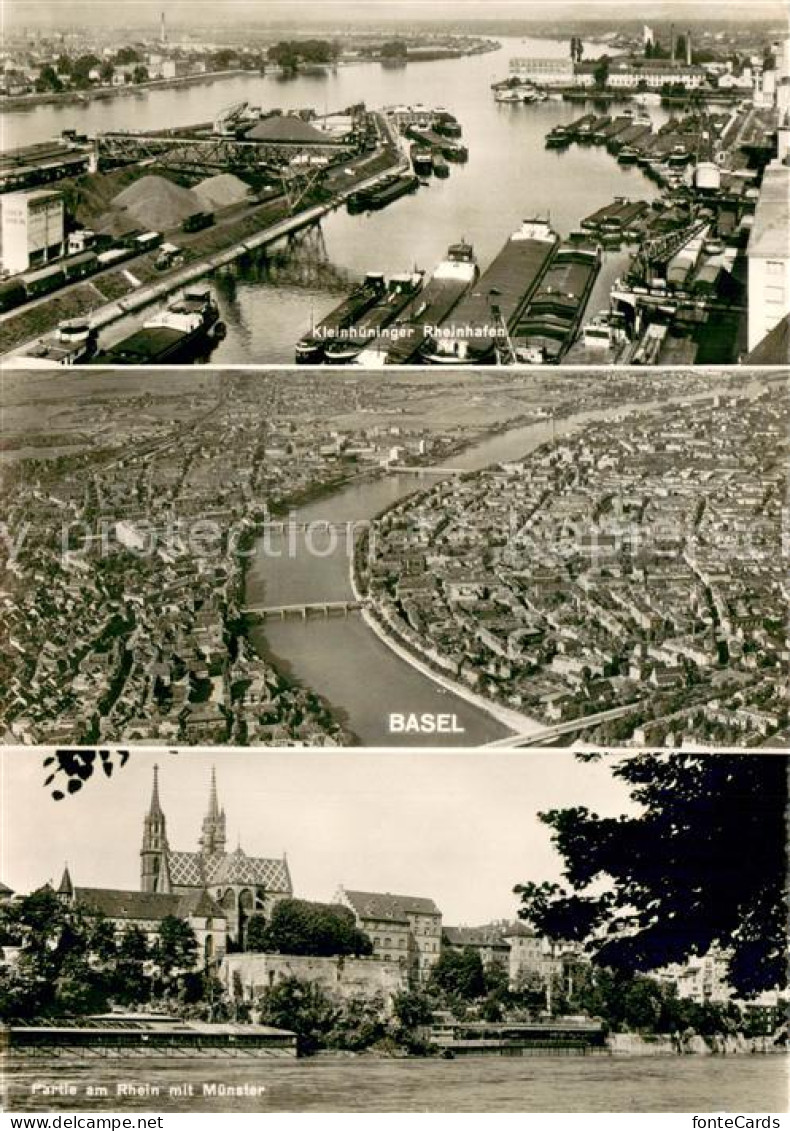 13751889 Basel BS Kleinhueninger Rheinhafen Fliegeraufnahme Partie Am Rhein Mit  - Sonstige & Ohne Zuordnung