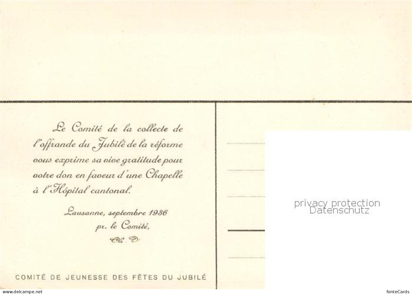 13751399 Lausanne VD Quatrième Centenaire De La Réformation 1536 - 1936 Comité D - Other & Unclassified
