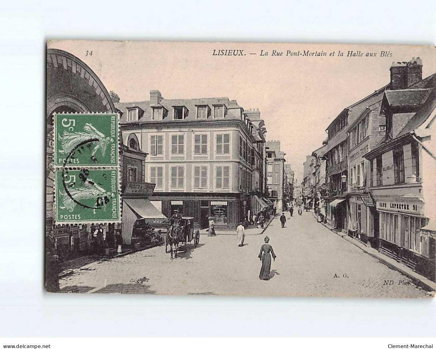 LISIEUX : La Rue Pont-Mortain Et La Halle Aux Blés - état - Lisieux