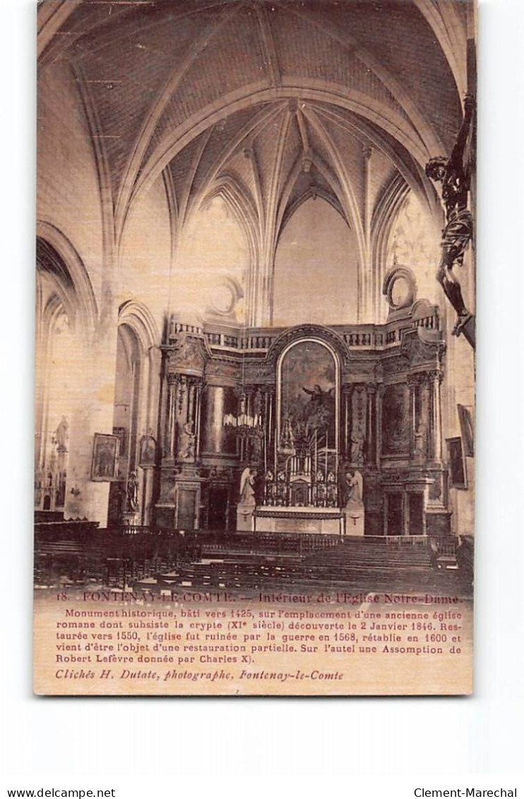 FONTENAY LE COMTE - Intérieur De L'Eglise Notre Dame - Très Bon état - Fontenay Le Comte