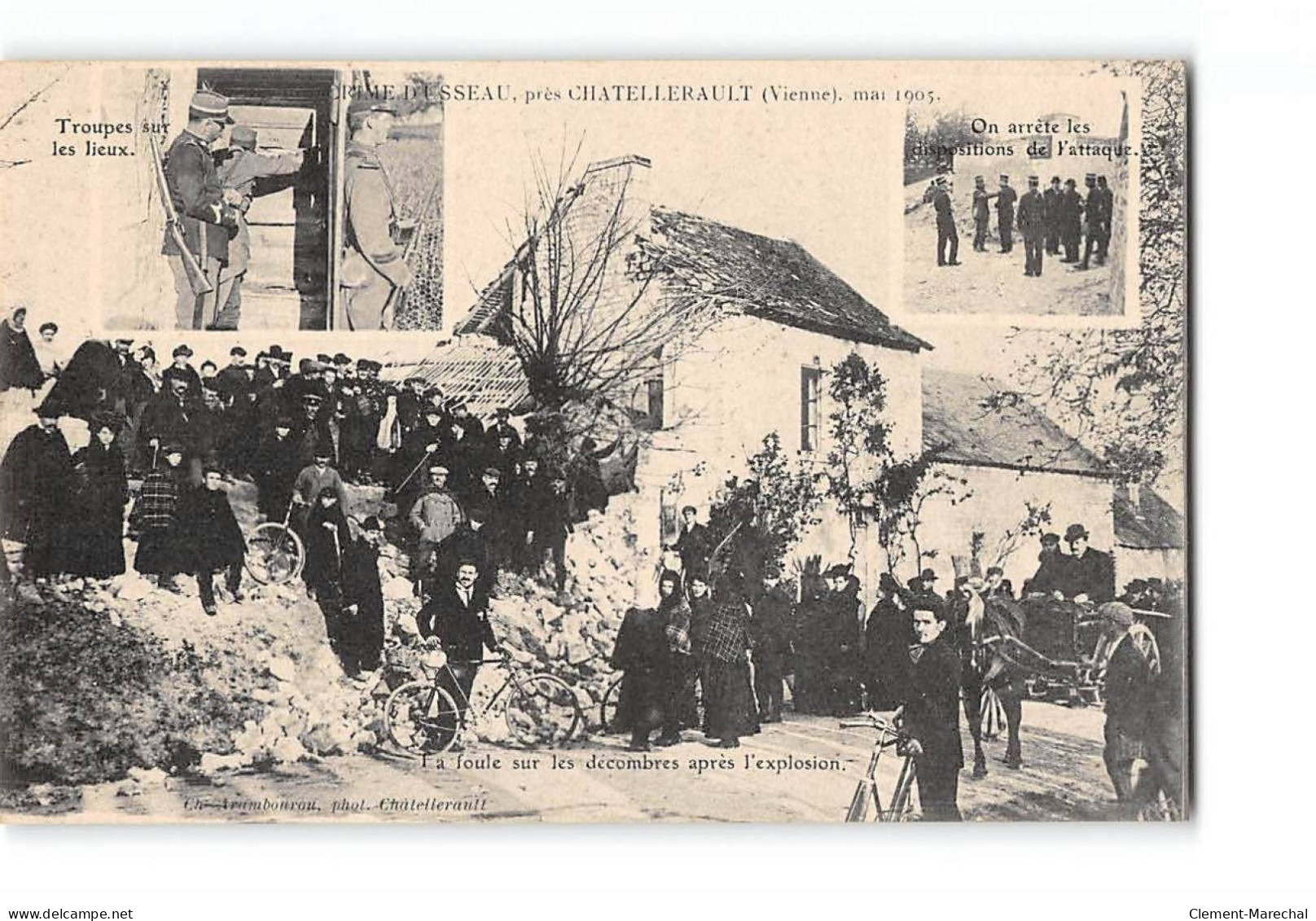 Crime D'Usseau Près CHATELLERAULT - Mai 1905 - La Foule Sur Les Décombres Après L'explosion - Très Bon état - Chatellerault