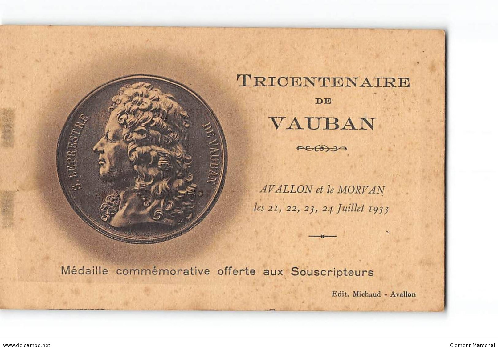AVALLON - Tricentenaire De Vauban - 1933 - Très Bon état - Avallon