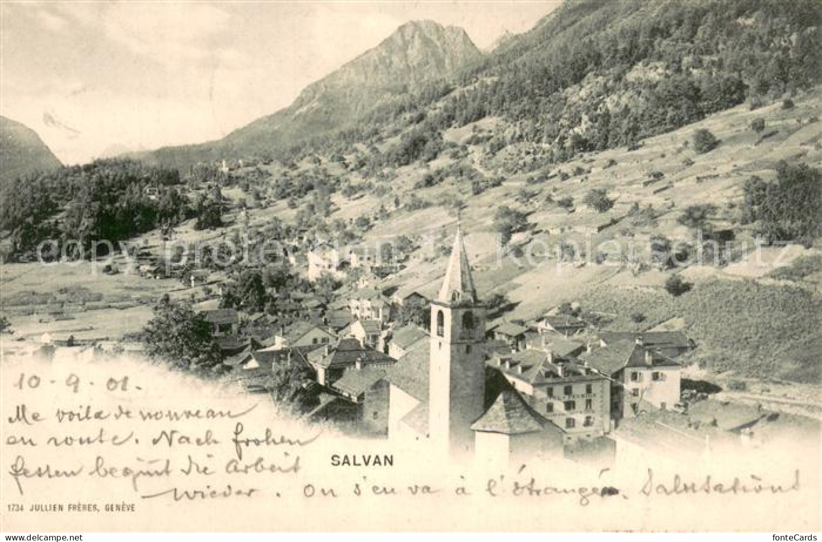 13750499 Salvan Ortsansicht Mit Kirche Alpen Salvan - Sonstige & Ohne Zuordnung