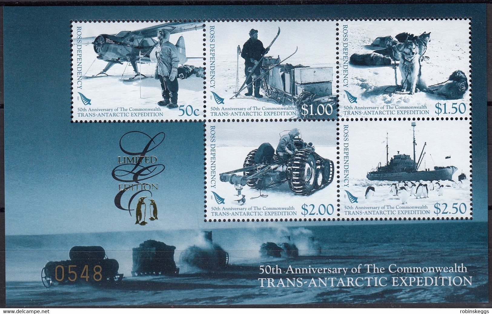 ROSS DEP. 2007 C/Wth Trans-Antarctic Expedi. 50th Anniv., Limited Edition M/S MNH - Polar Explorers & Famous People