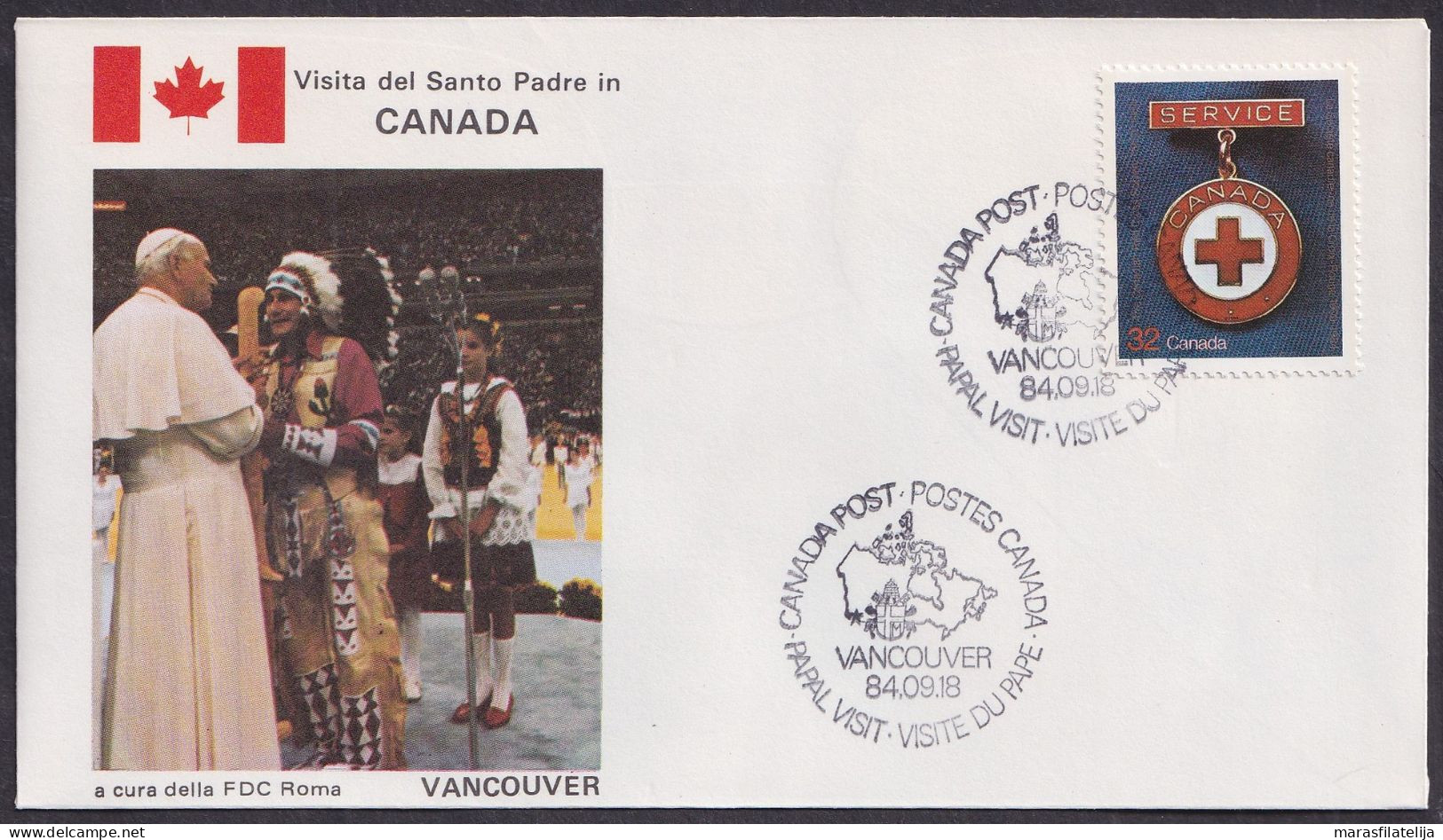 Vatican Canada 1984, Pope Paul John II Visit - Vancouver, Special Cover - Andere & Zonder Classificatie