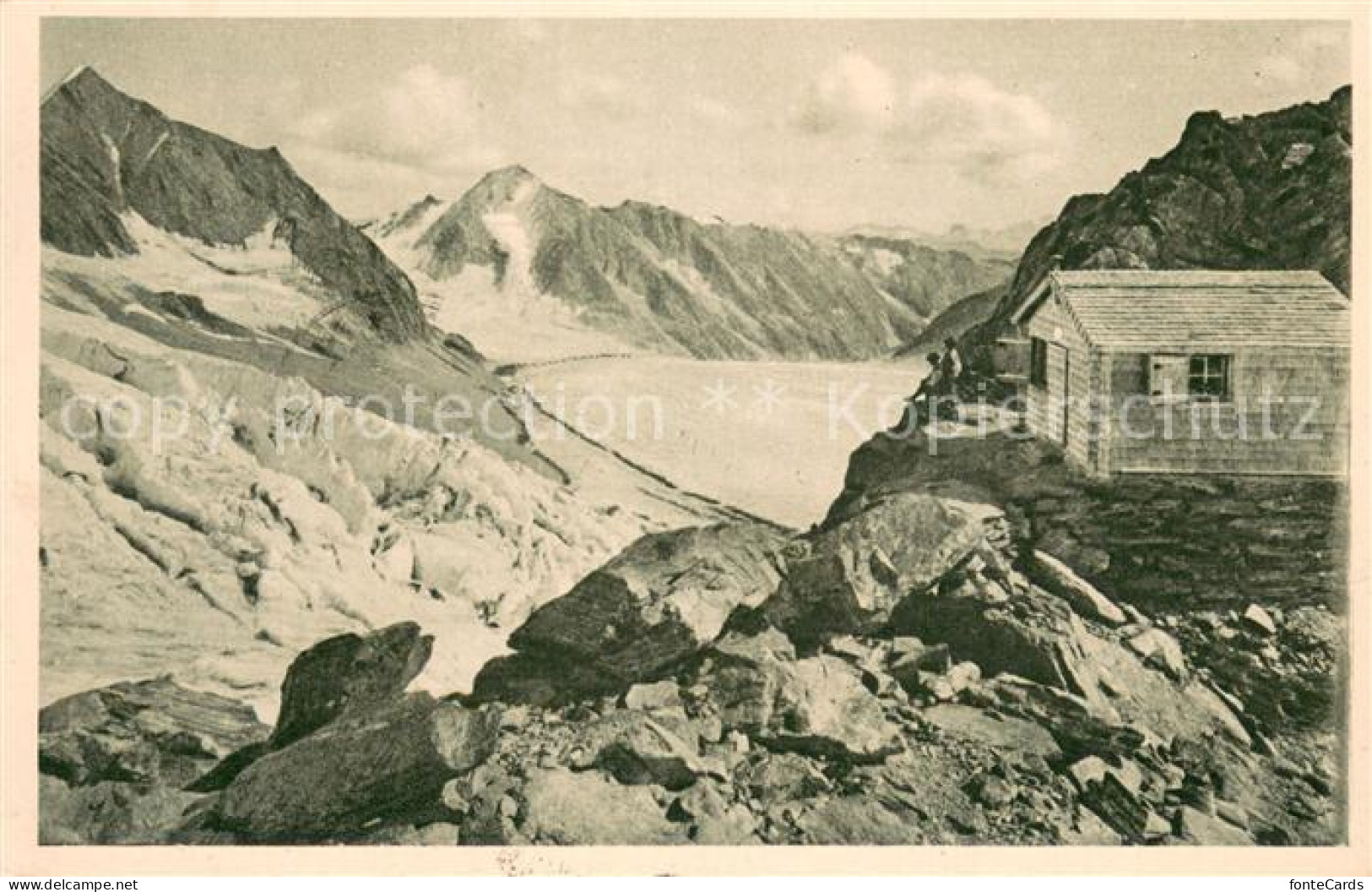 13747859 Finsteraarhornhuette 3237m BE Mit Fieschergletscher Wasenhorn Und Finst - Altri & Non Classificati