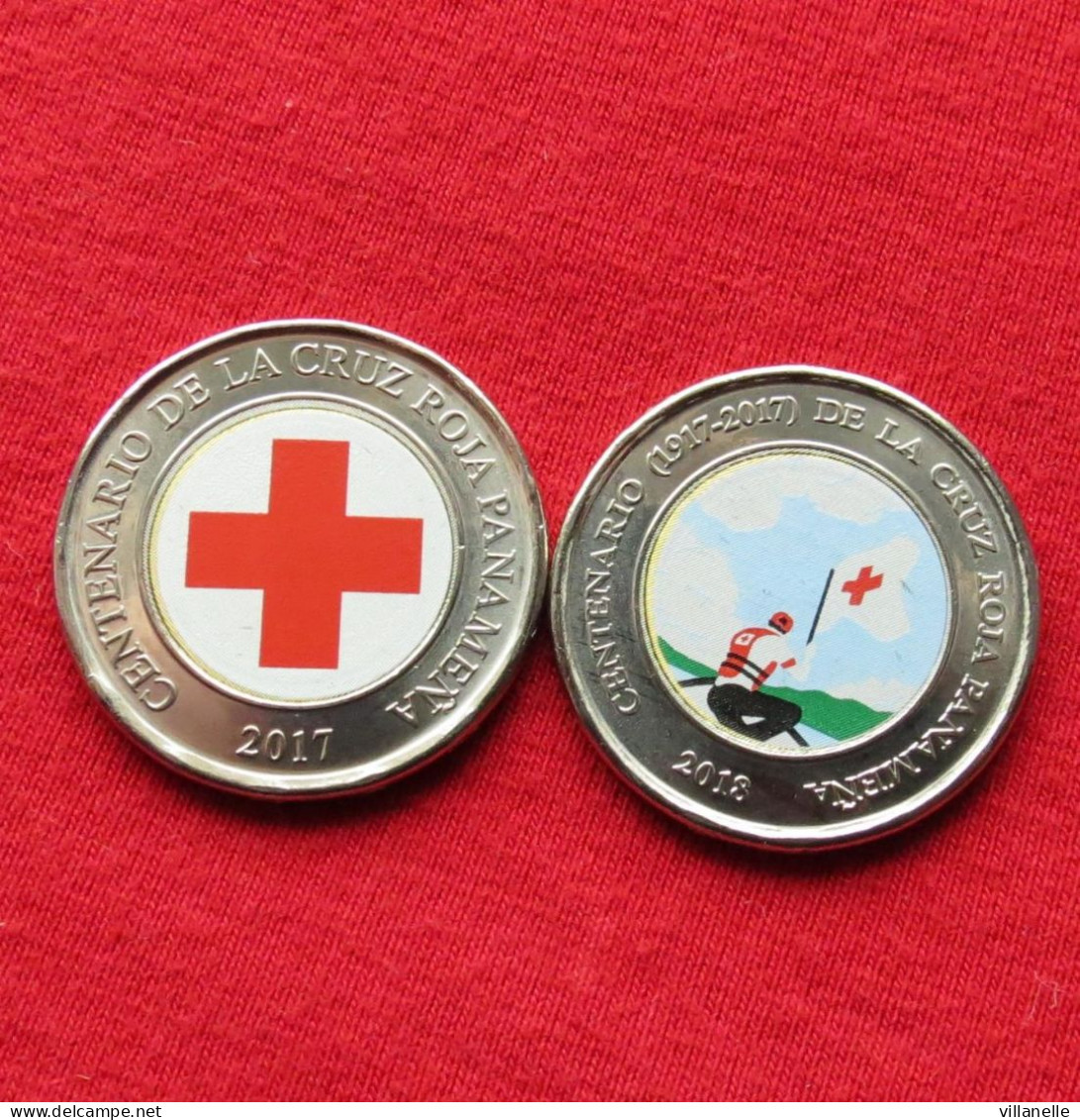 Panama 2 X 1 Balboa 2017 2018 Red Cross Bimetalic UNC ºº - Panamá