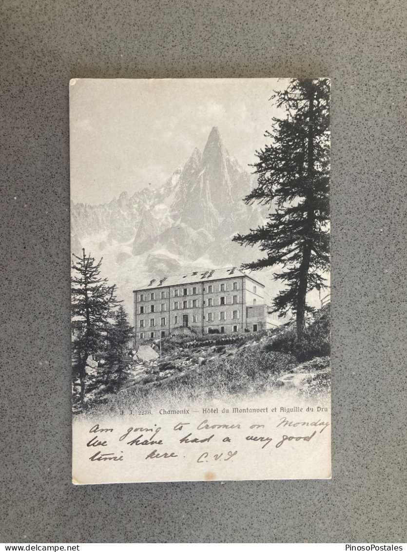 Chamonix - Hotel Du Montanvert Et Aiguille Du Dru Carte Postale Postcard - Chamonix-Mont-Blanc