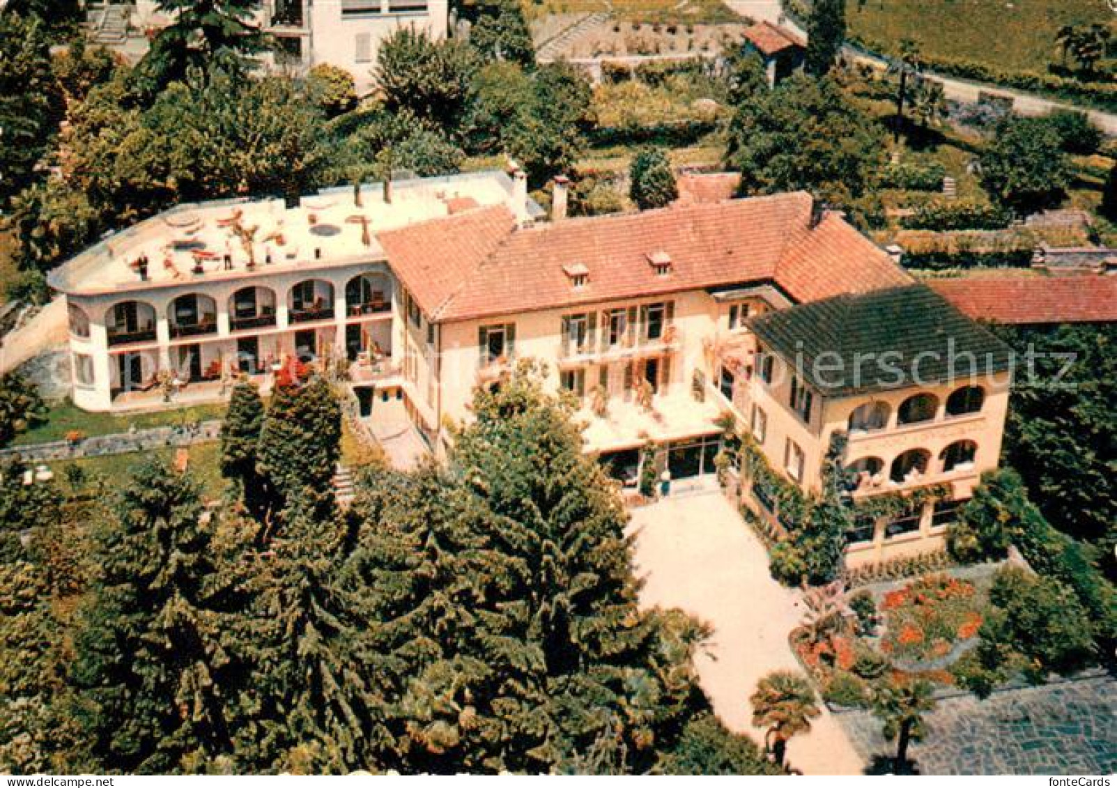 13743089 Ascona Lago Maggiore Hotel Schweizerhof Dachgarten Fliegeraufnahme Asco - Altri & Non Classificati