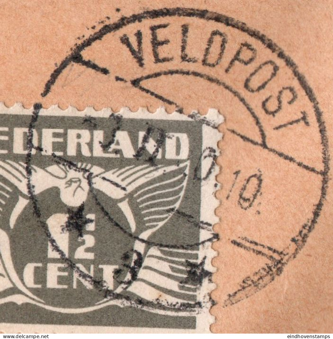 Netherlands 1940 envelope with a collection of fieldpost-cancels: Hoofdexpeditie, Fieldpost A B nd 1 - 12, printed matte