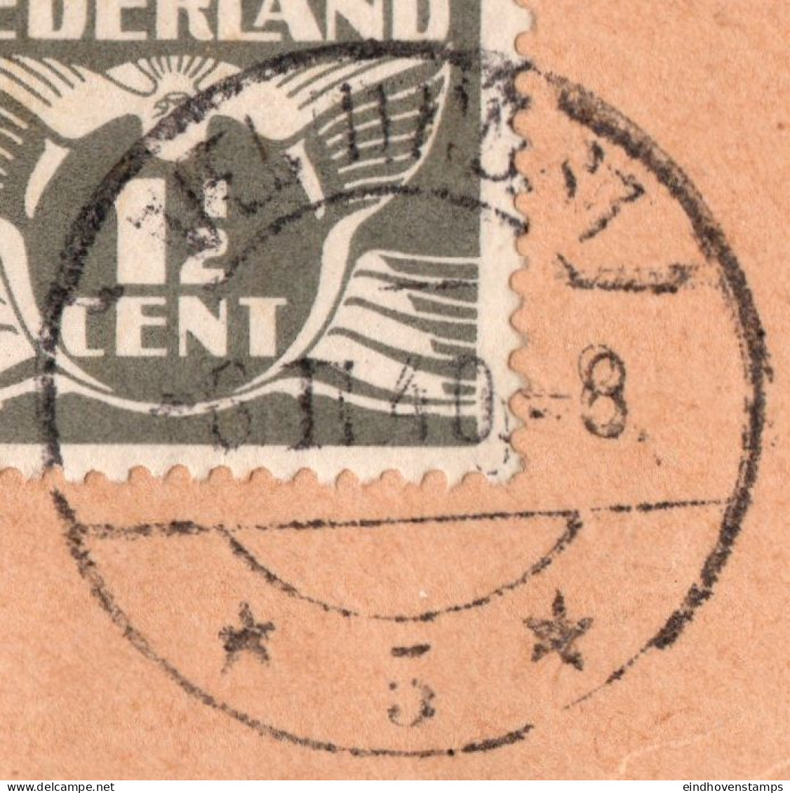 Netherlands 1940 envelope with a collection of fieldpost-cancels: Hoofdexpeditie, Fieldpost A B nd 1 - 12, printed matte