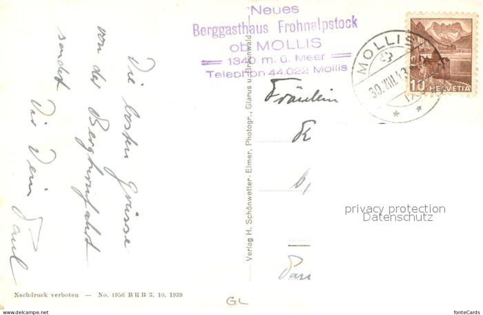 13740217 Mollis GL Berggasthaus Frohnalpstock  - Other & Unclassified