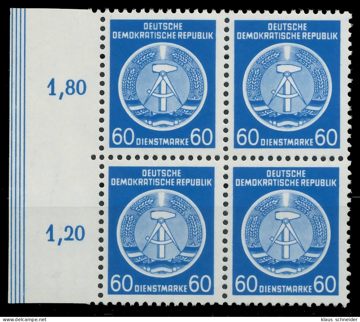 DDR DIENST HAMMER ZIRKEL Nr 15XI Postfrisch VIERERBLOCK X1CD86E - Autres & Non Classés