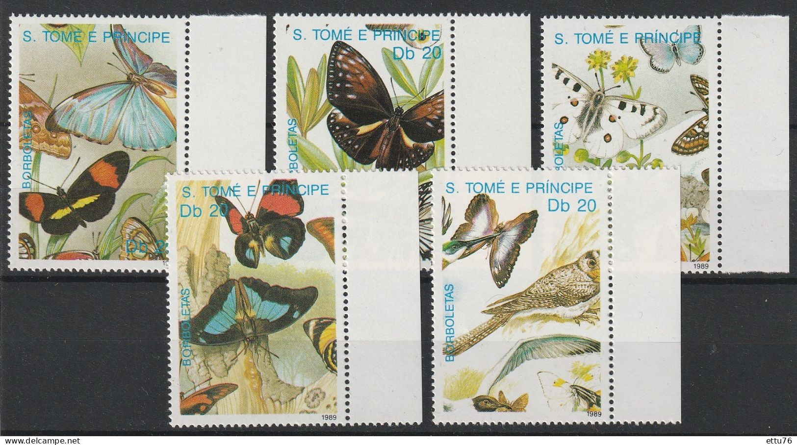 Sao Tome E Principe  1989  Butterflies,Birds  Set  MNH - Farfalle