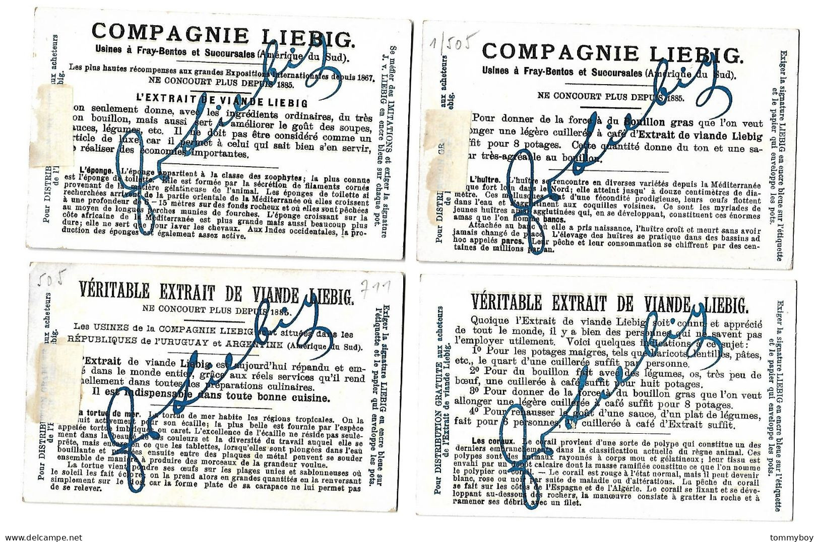 S 716, Liebig 6 Cards, Les Trésors De La Mer (stickers At The Backsides) (ref B18) - Liebig