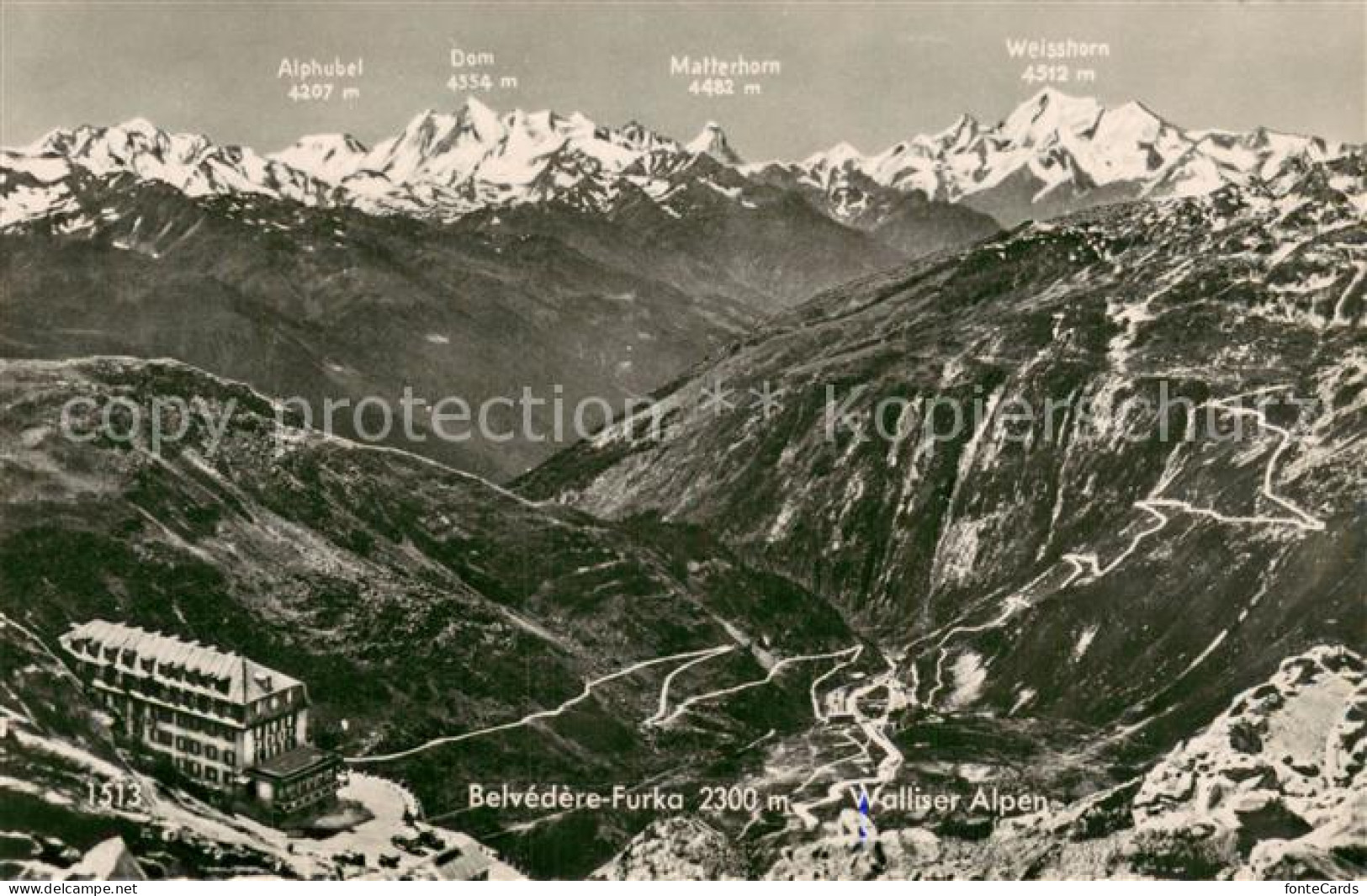 13738297 Furka Panoramakarte Mit Hotel Belvedere Und Walliser Alpen Furka - Andere & Zonder Classificatie