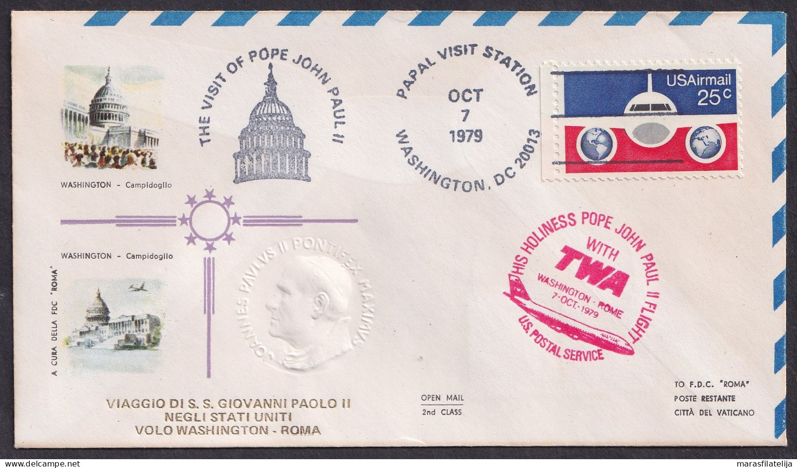 Vatican USA 1979, Pope Paul John II Visit - Washington, Special Cover - Andere & Zonder Classificatie