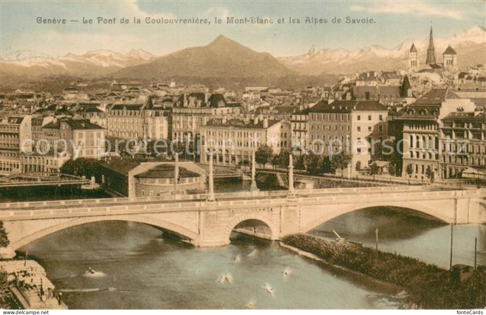 13737957 Geneve GE Le Pont De La Coulouvreniere Le Mont Blanc Et Les Alpes De Sa - Autres & Non Classés