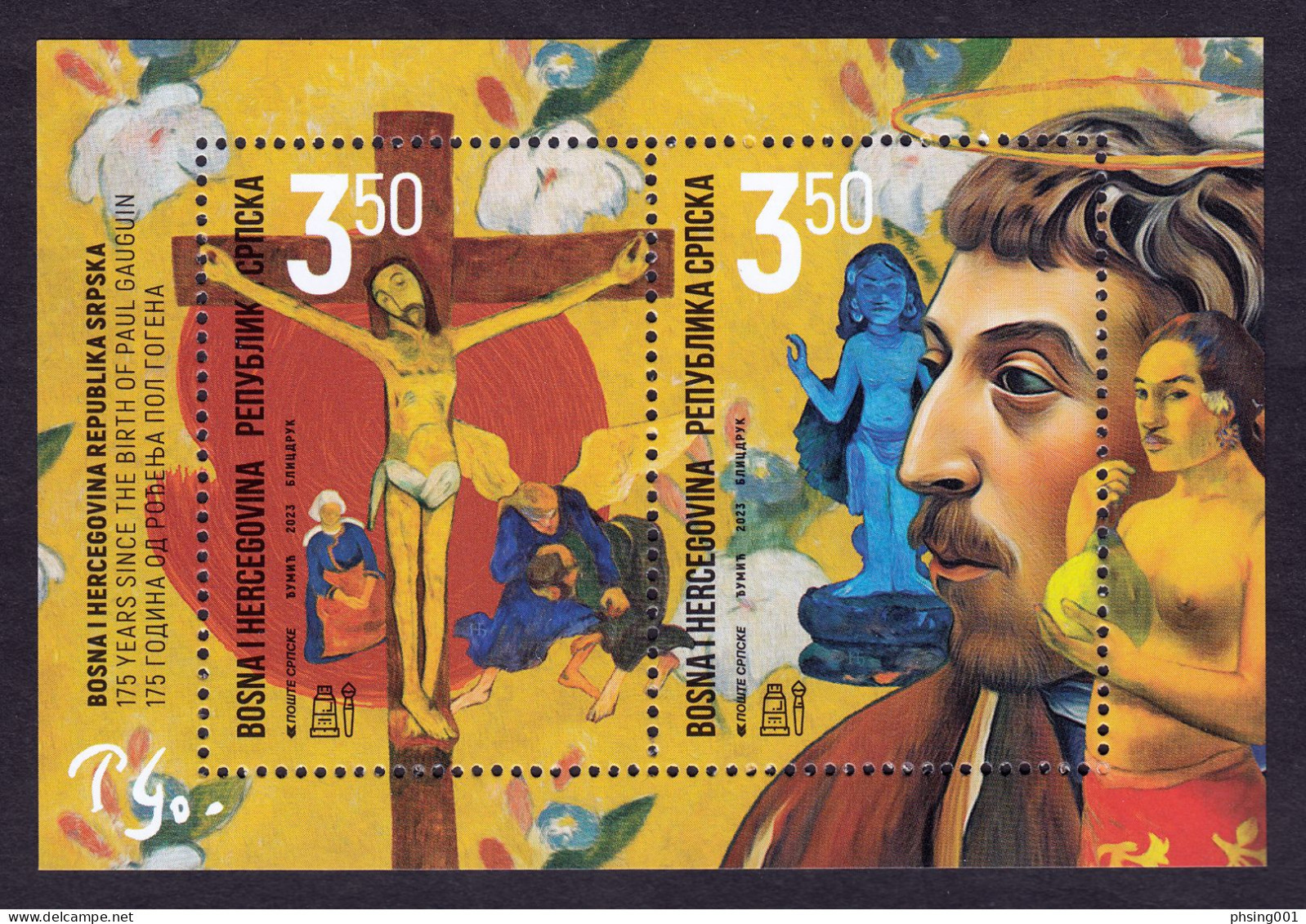 Bosnia Serbia 2023 175 Years Anniv. Paul Gauguin Painter Sculptor Printmaker Ceramist Writer Paintings France Block MNH - Bosnia Erzegovina