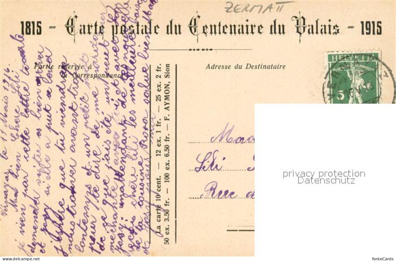 13736527 Valais Wallis Kanton Souvenir Du Centenaire De L’entree Du Canton Du Va - Altri & Non Classificati