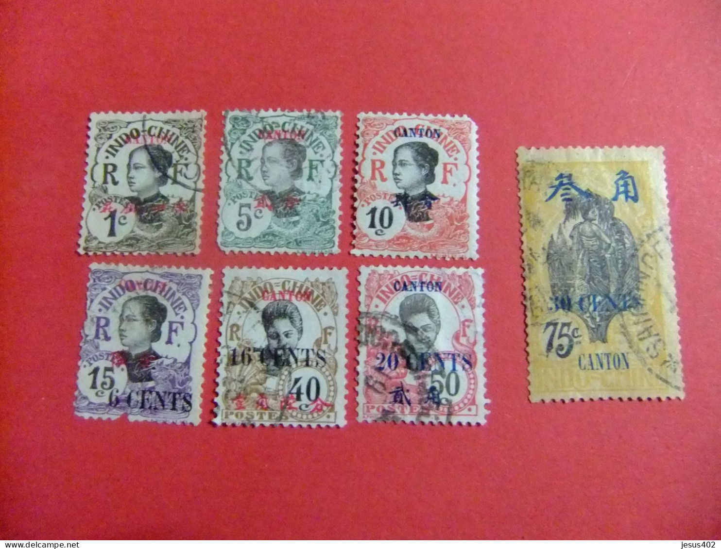 56 CANTON / OFICINA  INDOCHINESA 1908 -1919 INDOCHINA Con CANTON / YVERT 50+53+54+72+77+78+79 FU - Used Stamps