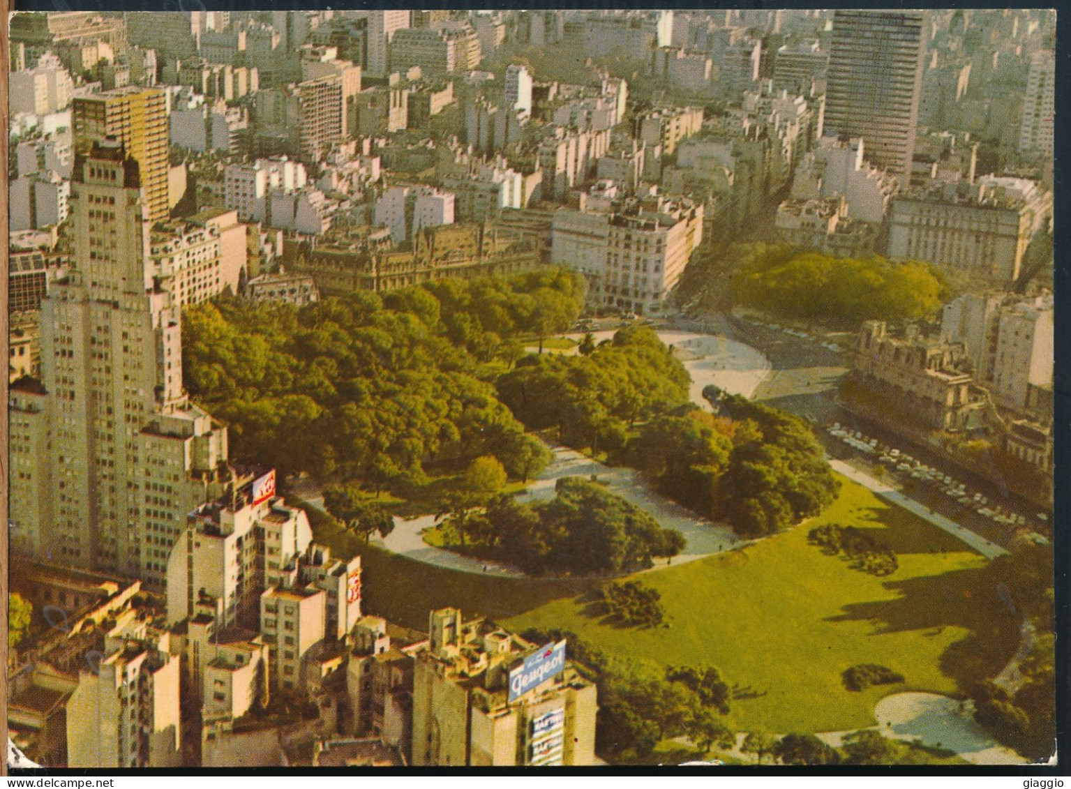 °°° 31001 - ARGENTINA - BUENOS AIRES - VISTA  AEREA DE LA PLAZA SAN MARTIN - 1969 With Stamps °°° - Argentinien