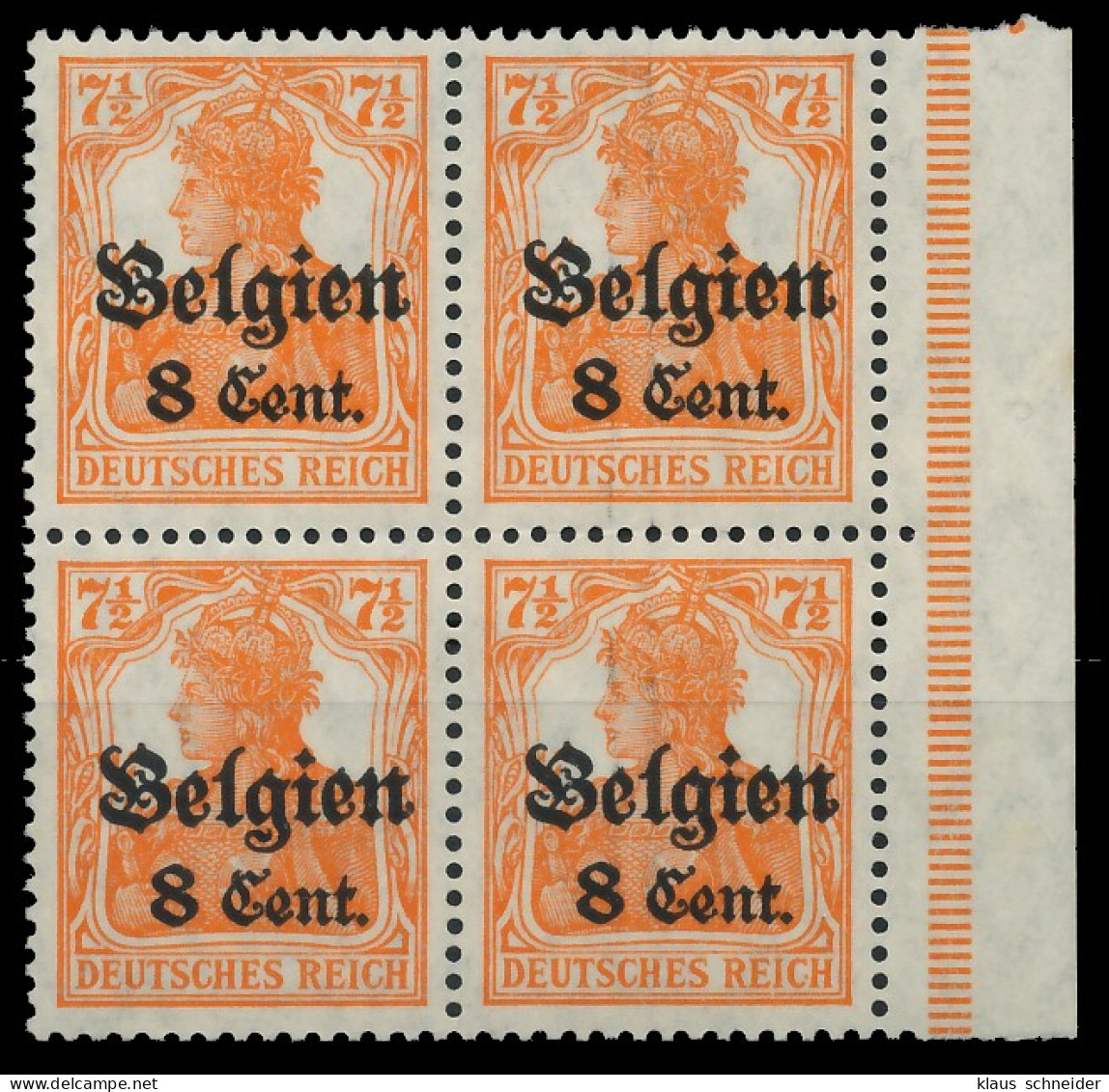 BES. 1WK LANDESPOST BELGIEN Nr 13bII Postfrisch VIERERB X4476CE - Occupazione 1914 – 18
