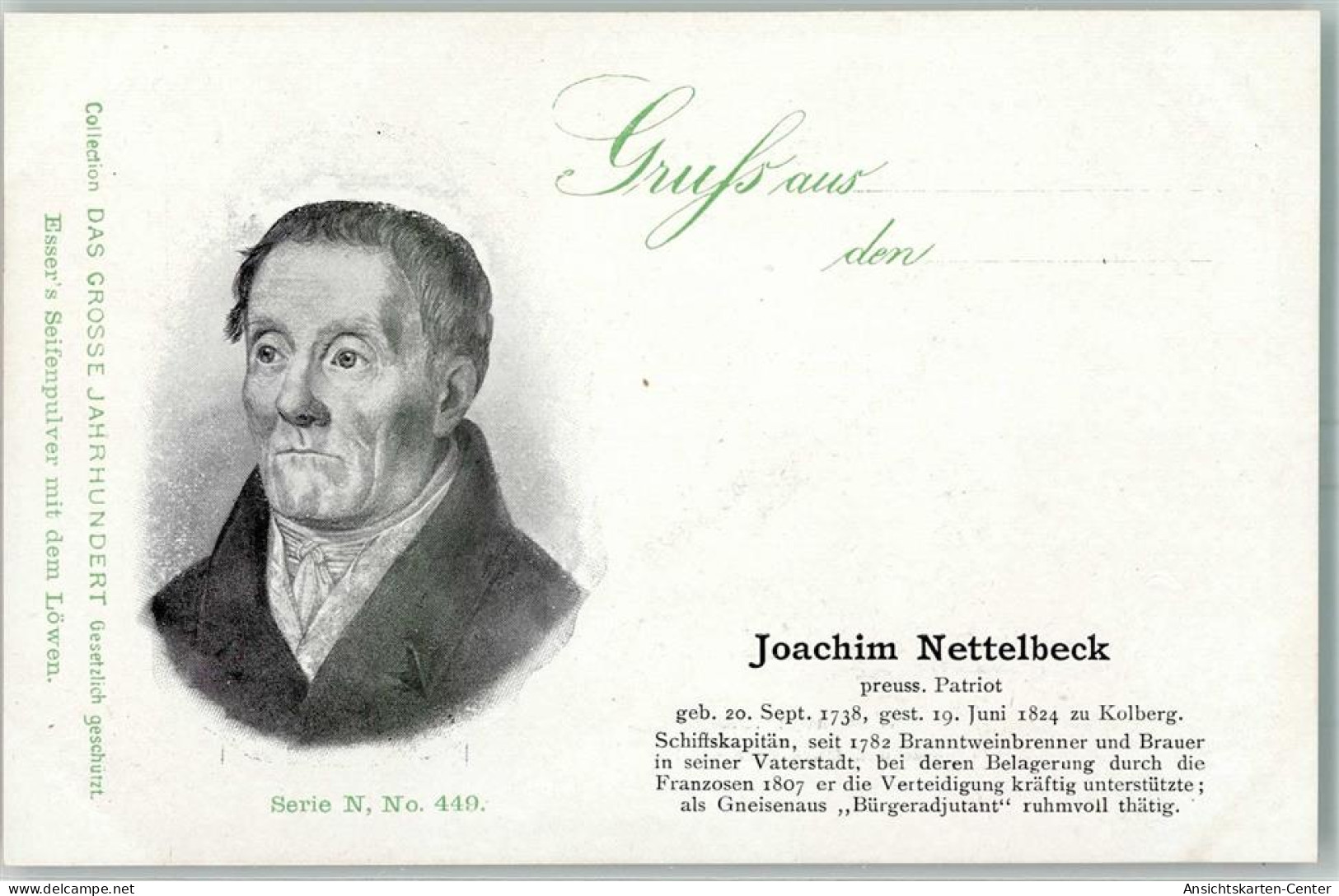 13162409 - Werbung Esser Seifenpulver Das Grosse Jahrhundert Serie N Nr. 449 - Joachim Nettelbeck Preuss. Patriot - Autres & Non Classés