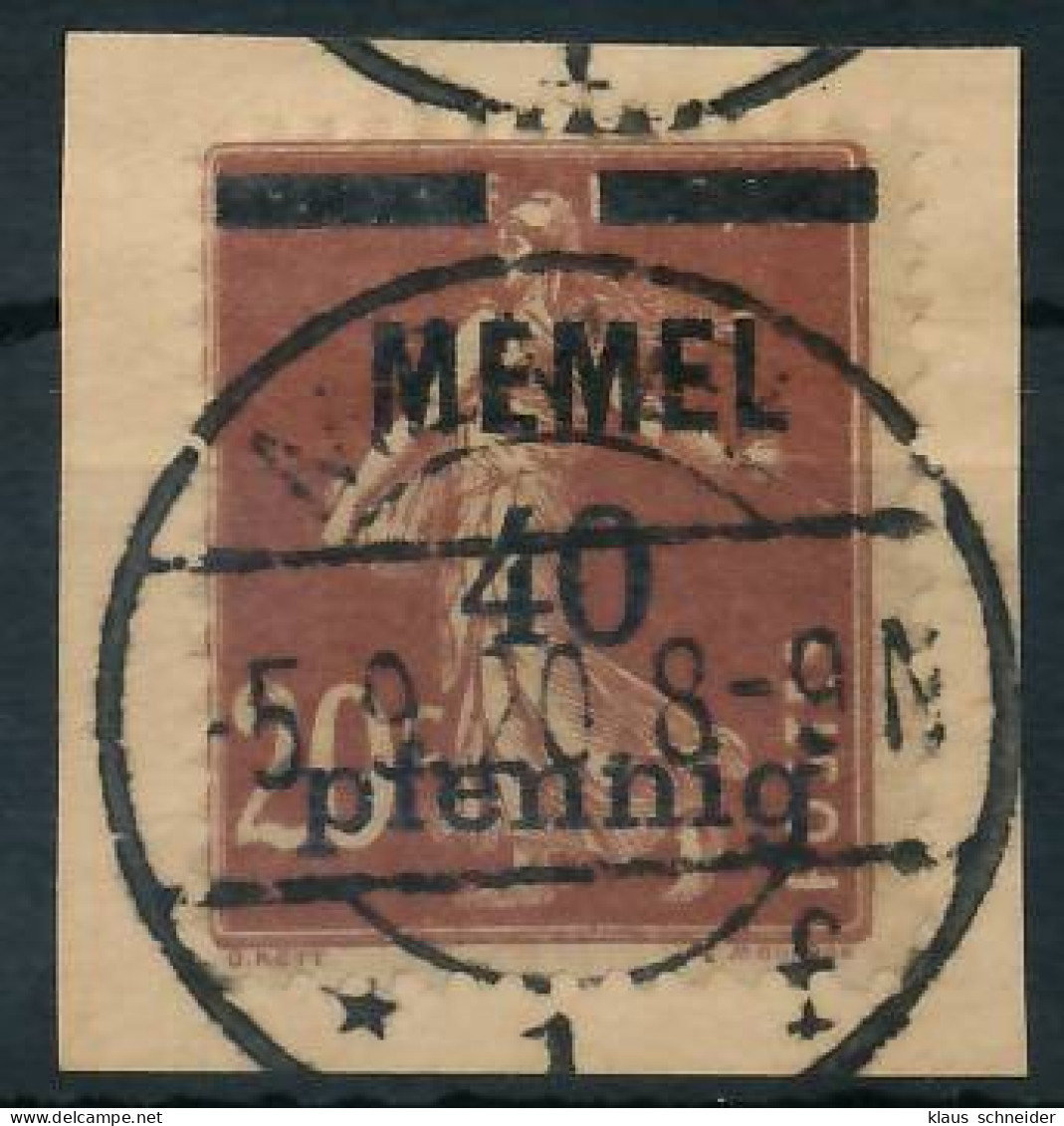 MEMEL 1920 Nr 22b Gestempelt Briefstück X447766 - Memel (Klaïpeda) 1923