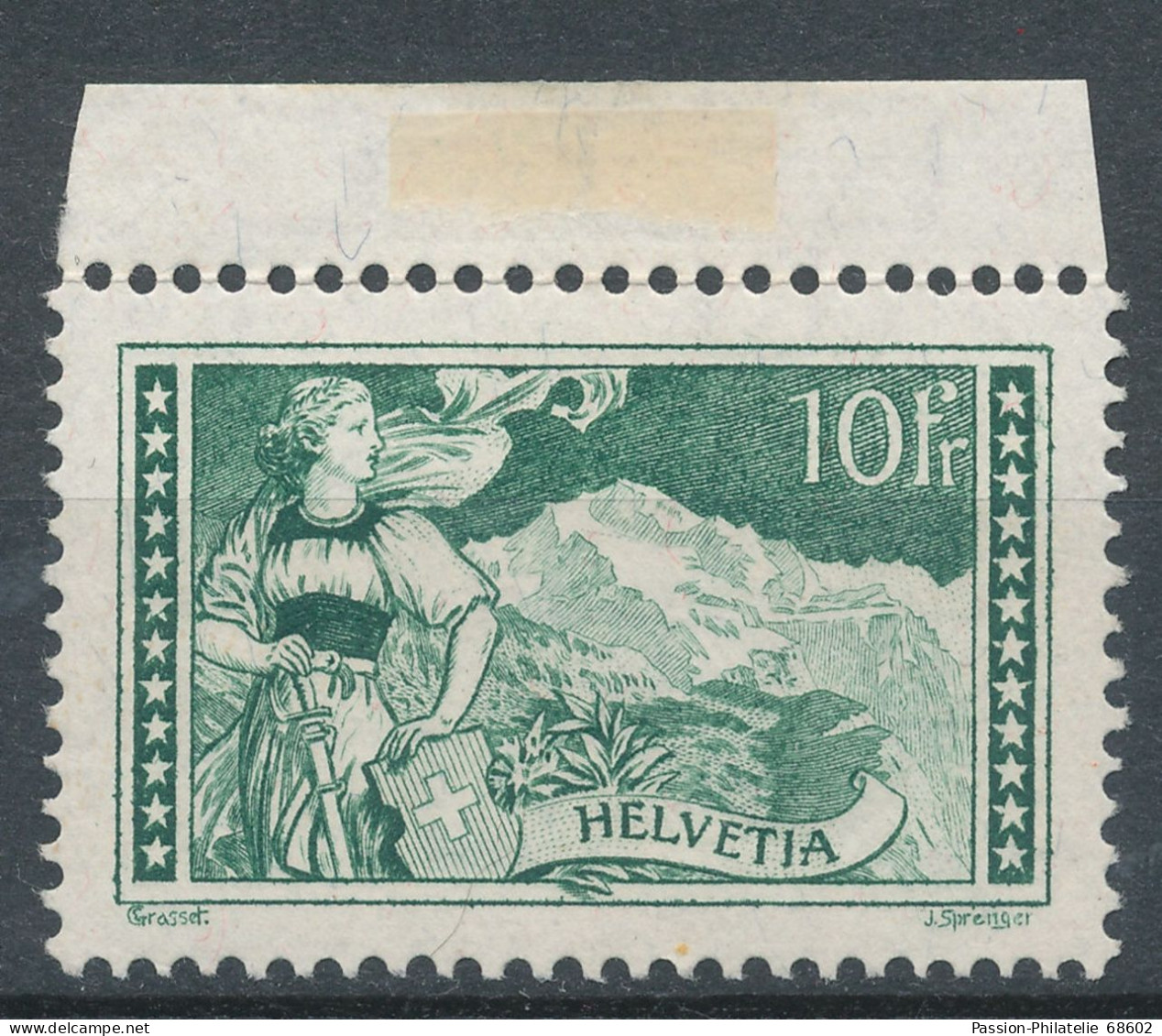 Stamp Switzerland Schweiz 1928 10Fr Mi 228 MNH - Ongebruikt