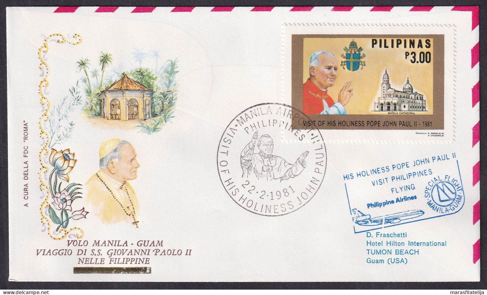 Vatican Philippines 1981, Pope Paul John II Visit - Manila-Airport, Special Cover - Autres & Non Classés