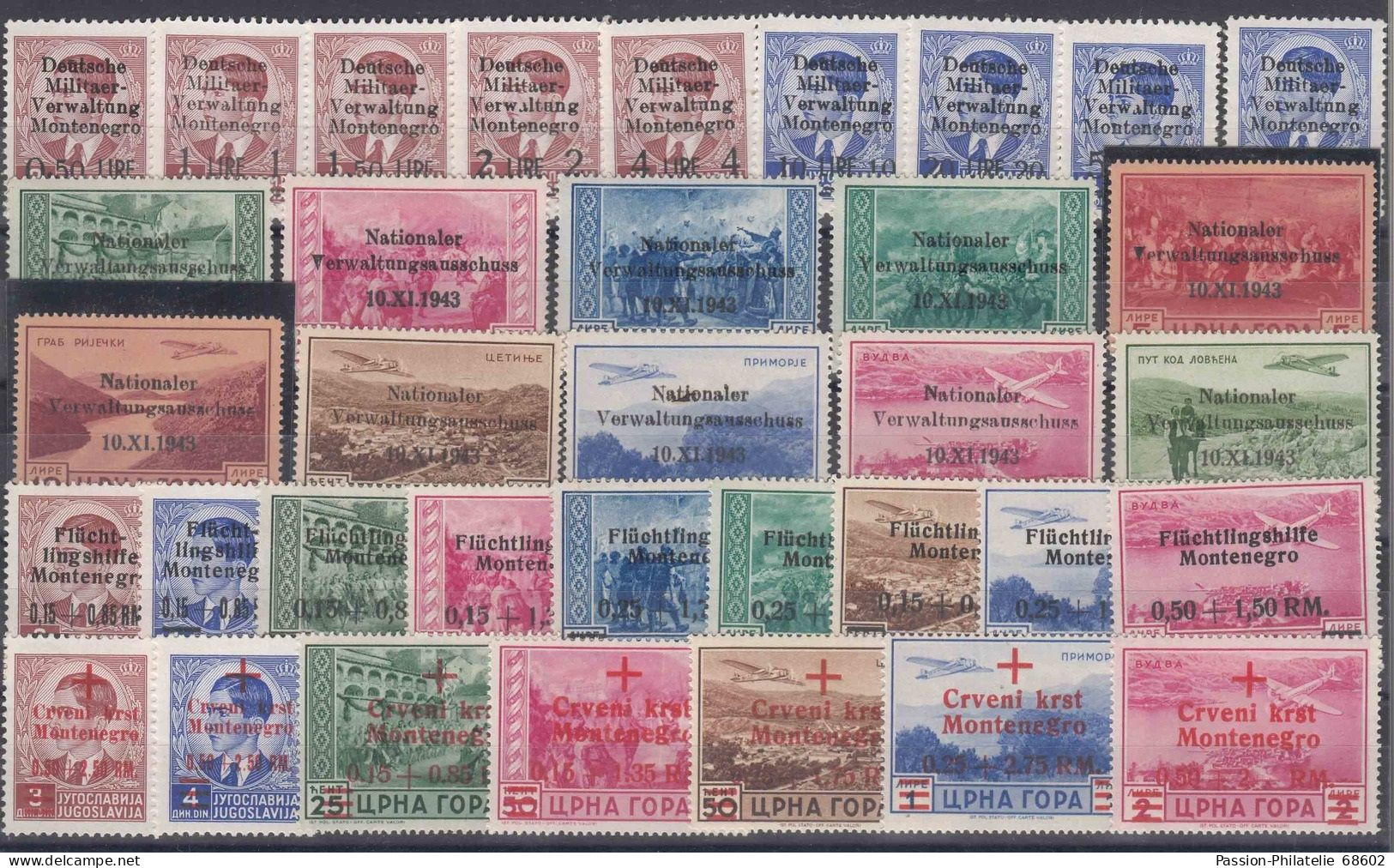 Germany Occupation Of Montenegro In WWII Complete 1943-1944 Mi#1-35 Excellent Never Hinged, Attest On Two Key Stamps - Bezetting 1938-45