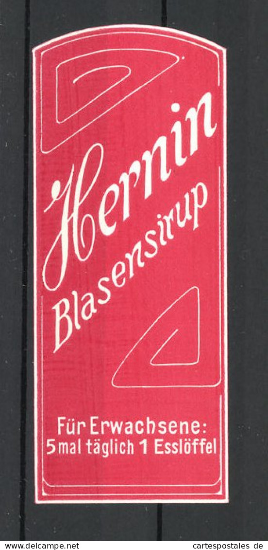 Reklamemarke Hernin Blasensirup Für Erwachsene  - Erinnofilia