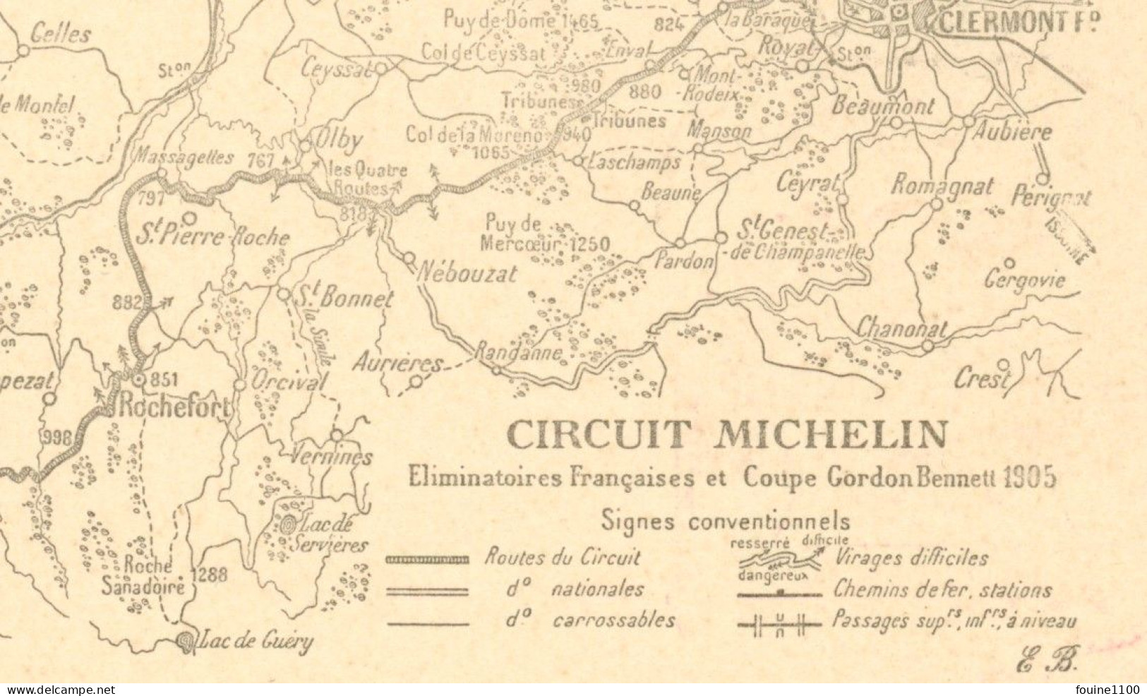 RARE CARTE MENU Coupe Gordon Bennett 1905 CIRCUIT MICHELIN Pont De Champrader Et Village - Altri & Non Classificati