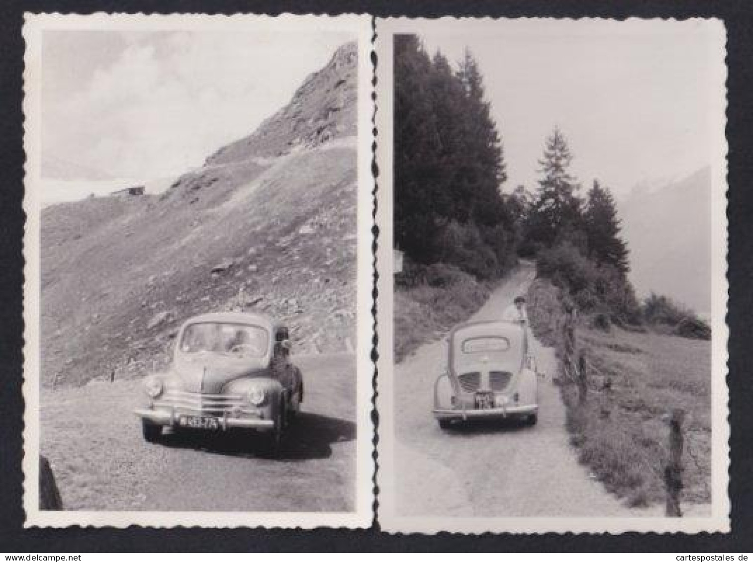 2 Fotografien Auto Renault CV4, PKW Mit Kfz-Kennzeichen Wien Auf Einem Gebirgspfad  - Auto's