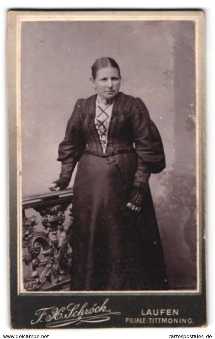 Fotografie F. X. Schröck, Laufen, Bezirksamtsgasse, Portrait Junge Dame In Zeitgenössischer Kleidung  - Personnes Anonymes