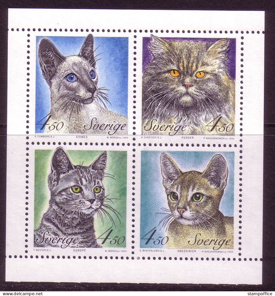 SCHWEDEN MI-NR. 1813-1816 POSTFRISCH(MINT) KATZEN 1994 SIAM PERSER - Domestic Cats