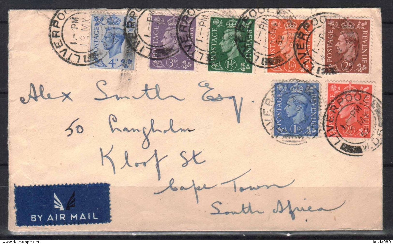 GB UK STAMPS. 1952.   KGVI, COVER TO SOUTH AFRICA - Lettres & Documents