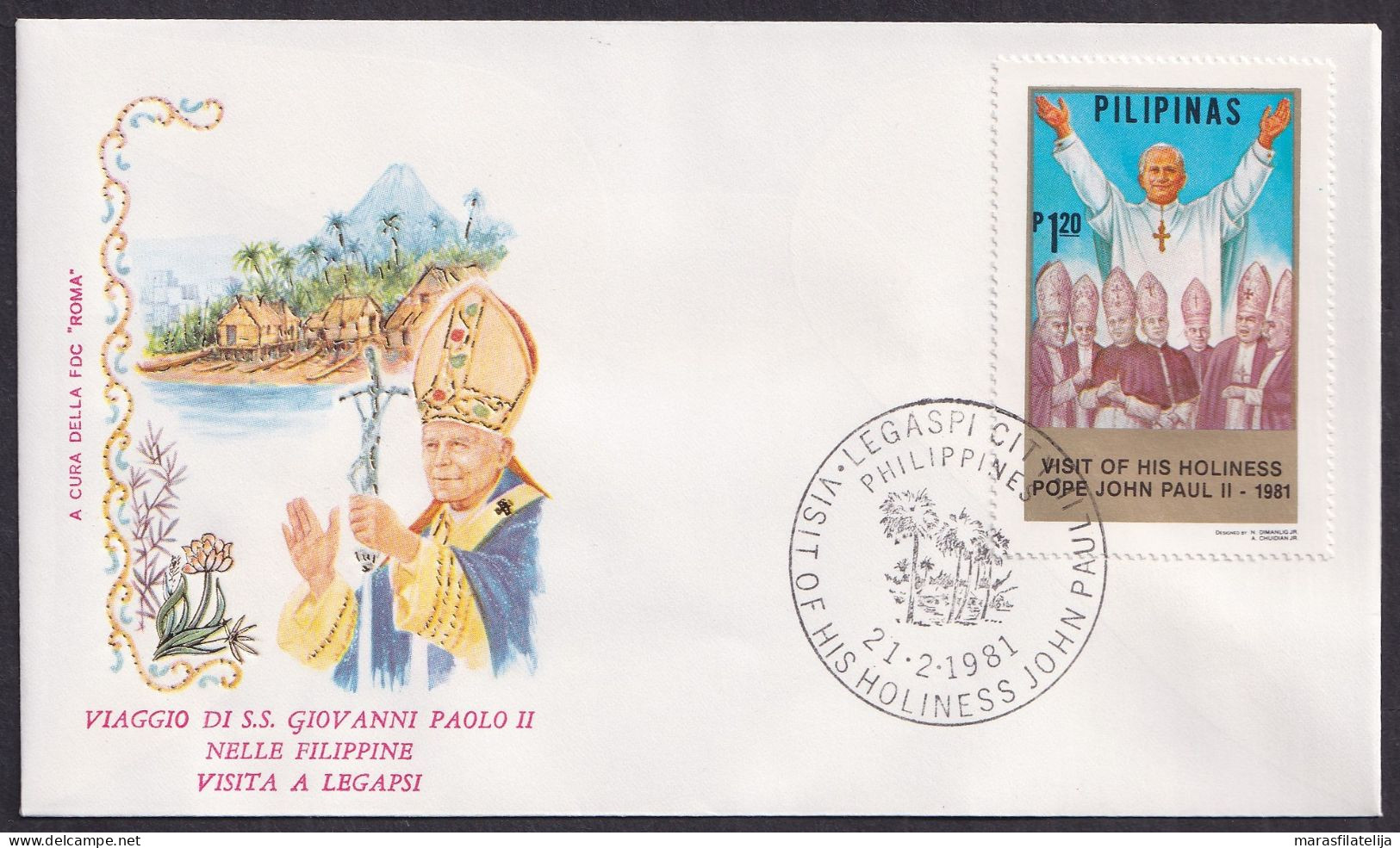 Vatican Philippines 1981, Pope Paul John II Visit - Legaspi City, Special Cover - Sonstige & Ohne Zuordnung