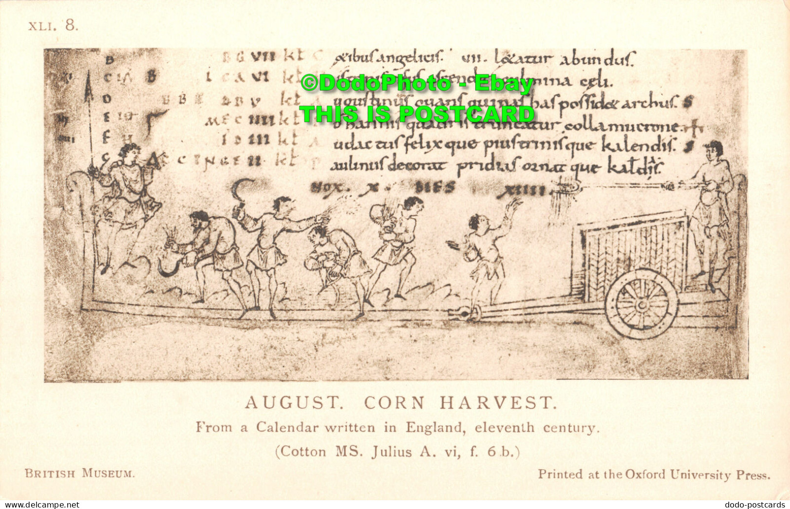 R346028 British Museum. August. Corn Harvest. From A Calendar Written In England - World