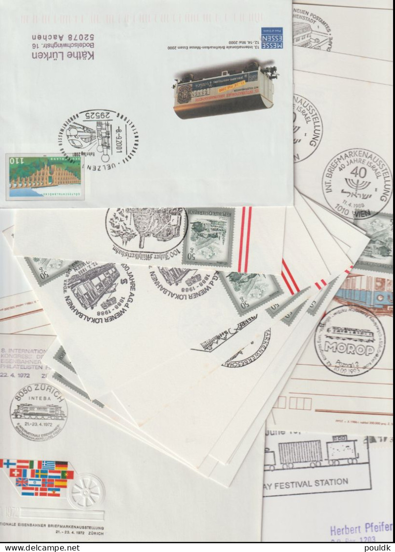 50 Covers With Trains As A Theme, Either Stamps Or Postmarks. Postal Weight 0,27 Kg. Please Read Sales Conditions Under - Eisenbahnen