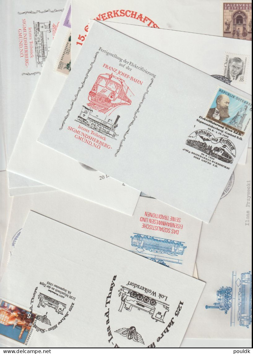 50 Covers With Trains As A Theme, Either Stamps Or Postmarks. Postal Weight 0,27 Kg. Please Read Sales Conditions Under - Treni