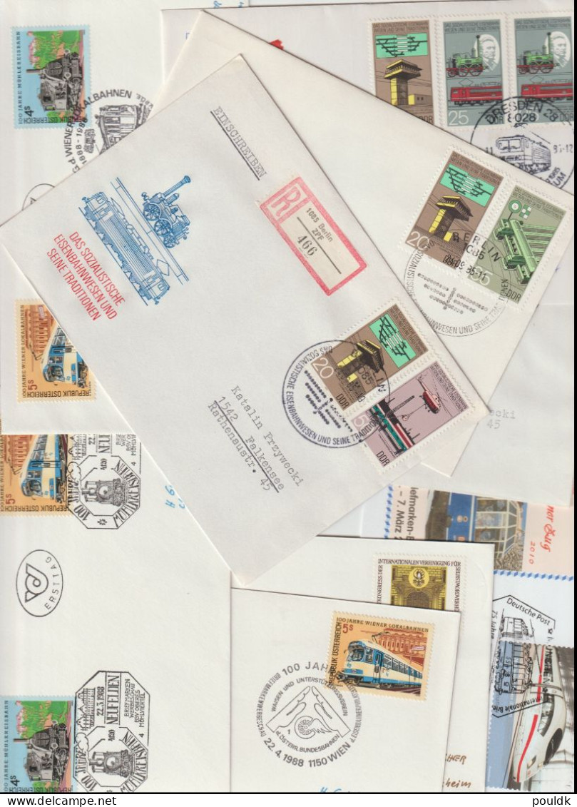 50 Covers With Trains As A Theme, Either Stamps Or Postmarks. Postal Weight 0,27 Kg. Please Read Sales Conditions Under - Treinen