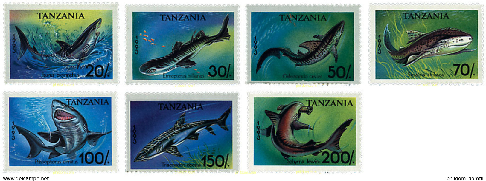 69705 MNH TANZANIA 1993 FAUNA MARINA. TIBURONES - Tanzania (1964-...)